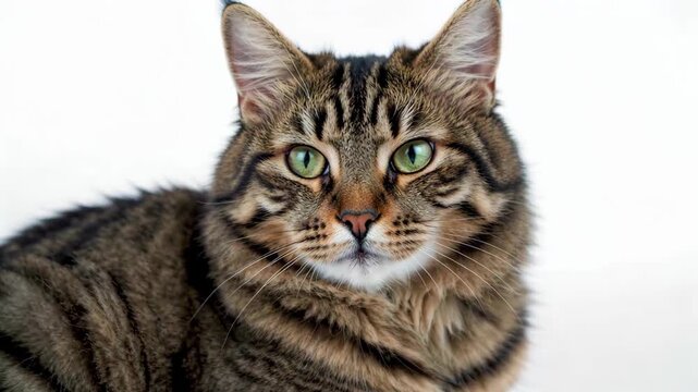 Close-up of a long-haired tabby cat