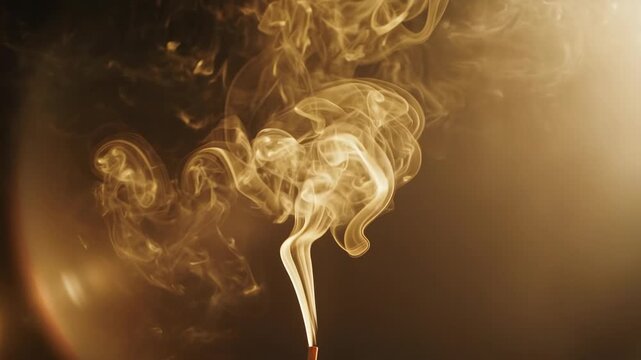 Delicate wisps of golden smoke swirling in warm light.