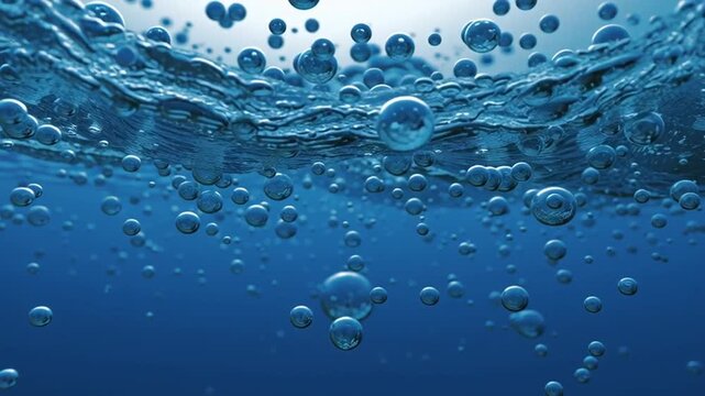 abstract water bubbles rising underwater