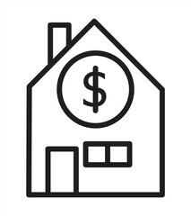 Dollar sign pictogram icon for home sale, vector illustration
