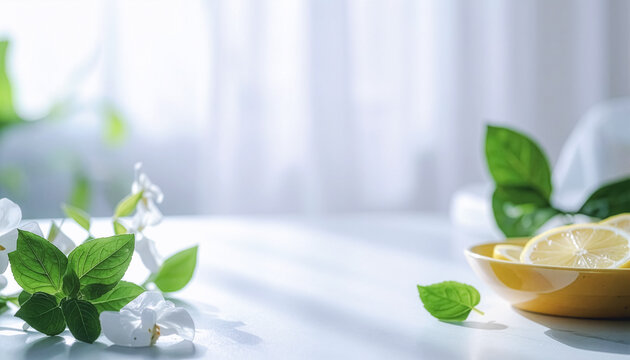 レモンとグリーンリーフの爽やかなテーブル