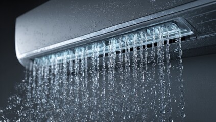 Cool air conditioner unit with water cascading from its vents