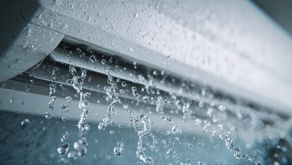 Close-up of water dripping from an air conditioner's vent
