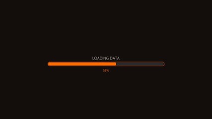 Progress bar showing loading data status at 58 percent for web design and application development