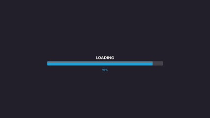 High quality design element video showcasing the loading process with a progress bar representing 91 percent completion