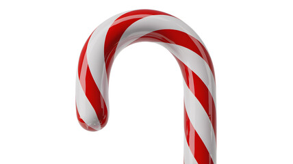 Obraz premium Close up of a classic red and white striped candy cane on a white background