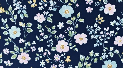 Floral Pattern on Navy Background