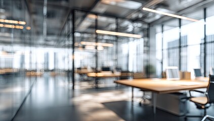 Modern office space with glass partitions and natural light
