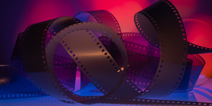 Multicolored abstract background with film strip - Powered by Adobe