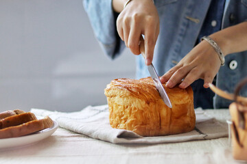 Breakfast Toast And Bread Baking Kitchen Scene