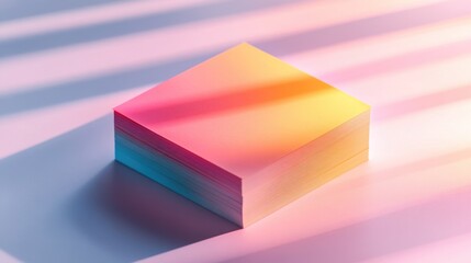 Vibrant Stack of Colorful Sticky Notes with Soft Pastel Gradient and Gentle Light Effects