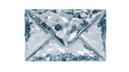 Ice envelope symbolizing frozen communication, cold secure message, important email delivery or receiving a chilly news