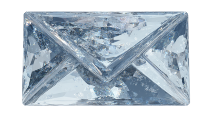 Ice email symbol representing frozen communication, cold message, secure digital delivery, or a cool mailbox