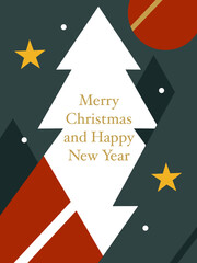 Merry christmas and happy new year greeting card abstract theme. Color green, red, white and gold