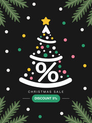 Christmas promotion sale discount 5%. Shopping merry christmas theme