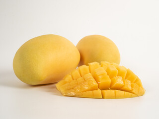 Fresh Ripe Mango On Clean White Background