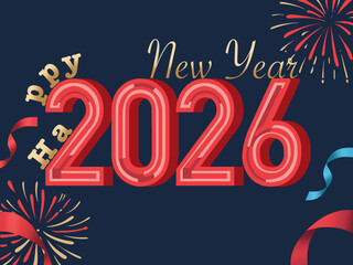 Happy new year 2026 with fieworks