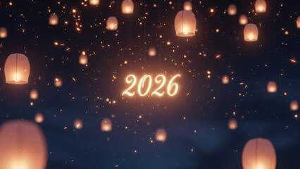Burning candles in the night for a happy new year 2026 celebration card illustration
