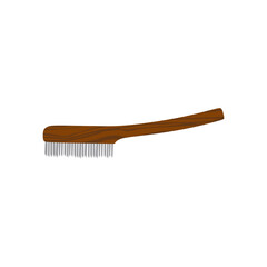 wire brush flat design vector illustration isolated on white background. steel wirebrush for drill clean off old metal sheet with rust. Wire cleaning brush. Cleaning metal embedded from concrete.