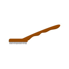 wire brush flat design vector illustration isolated on white background. steel wirebrush for drill clean off old metal sheet with rust. Wire cleaning brush. Cleaning metal embedded from concrete.
