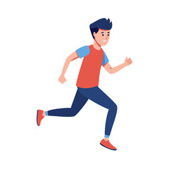 Young man or teenager is running. Full cycle of character running animation.