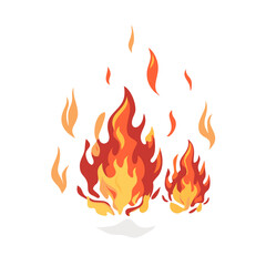 Set of fire animation, vector flat style.Bonfire, motion footage
