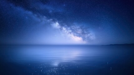 Milky Way over a Calm Ocean at Night