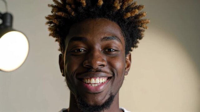Close-up of smiling black male