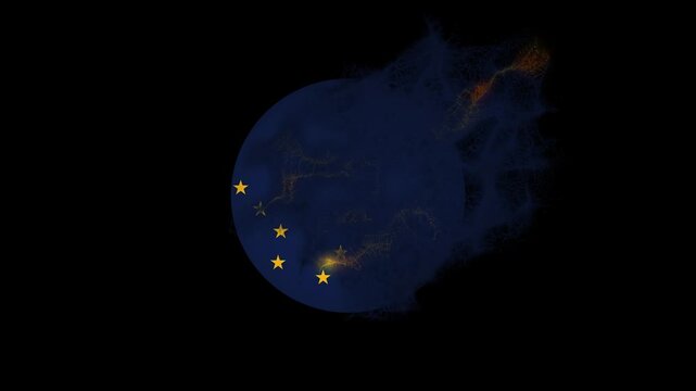 Clean Power Alaska Icon Flag Animation with Particle Waves for Corporate Sustainability Video