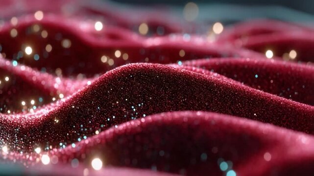 Luxurious Ruby Velvet: A mesmerizing macro shot showcases the sumptuous texture of ruby velvet, with its rich hue and soft waves.