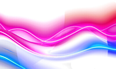 Vivid neon flowing waves blending pink, red, and blue light to create a dynamic futuristic abstract motion background design