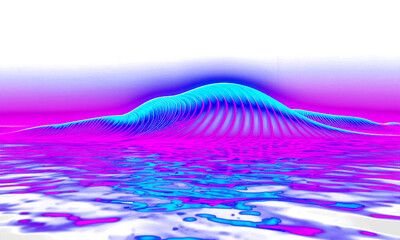 Vibrant Abstract Neon Wave Background with Blue and Pink Lines Representing Digital Data, Sound, Technology, and Energy Flow