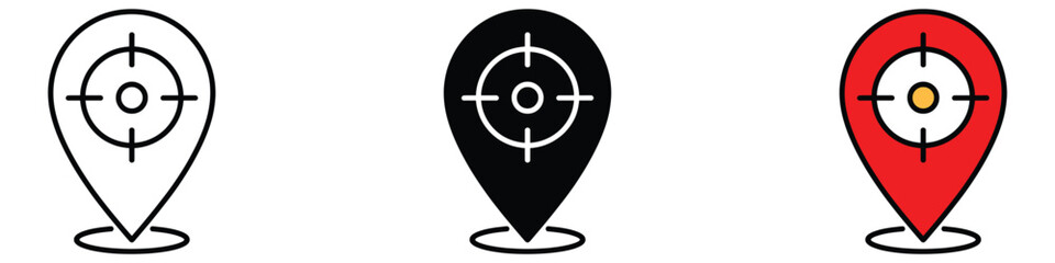 Tracking system icon vector. Location Pin with target and GPS symbol. vector illustration.
