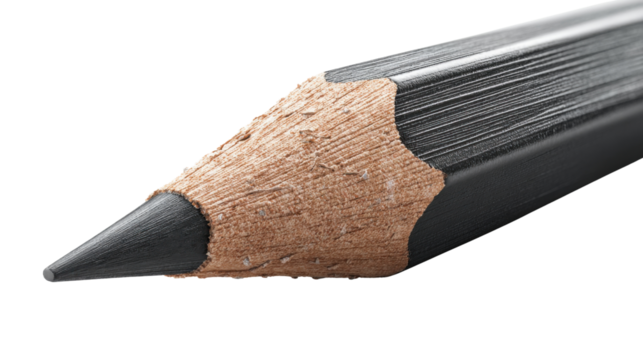 Sharpened black lead pencil showing wood texture and graphite tip, ideal for education, creativity, or office concepts - Powered by Adobe