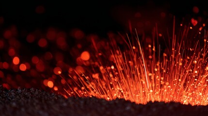 capitulating. Volcanic eruption launching rocks into a dark red sky, dramatic natural scene. travel magazines, destination branding, designed for travel destination branding, used by store managers.
