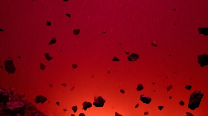 capitulating. Volcanic eruption launching rocks into a dark red sky, dramatic natural scene. travel magazines, destination branding, designed for travel destination branding, used by store managers.
