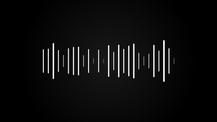 Black soundwave equalizer isolated on black background. Abstract music wave, radio signal frequency and digital voice visualisation. Audio sound symbol, Frequency audio waveform, music wave,