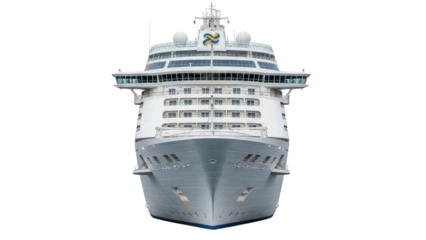 Big luxury passenger cruise ship isolated on transparent background