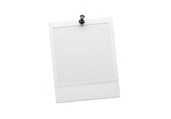 Blank photo frame pinned up isolated on transparent background