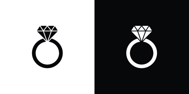 Elegant diamond ring icons symbolizing luxury and commitment on contrasting backgrounds