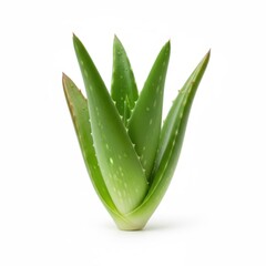 Fresh green aloe vera leaves isolated on a white background for herbal medicine and healthy food