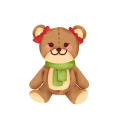 christmas cute teddy bear brown doll illustration