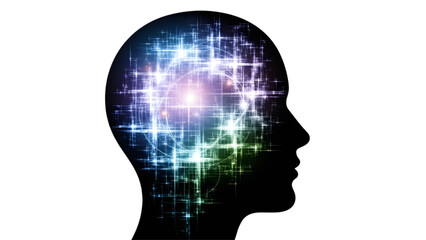 Human Brain Intelligence Concept with Digital Grid