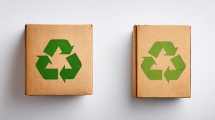 Two cardboard boxes representing eco subscription swap and eco-friendly product recal conceptualization