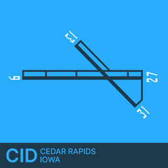 Eastern Iowa Airport Runway, CID, Poster Style Vector Illustration