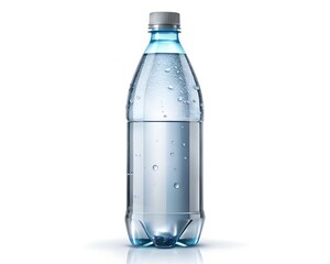 Fototapeta premium Clear plastic water bottle isolated on a white background with condensation
