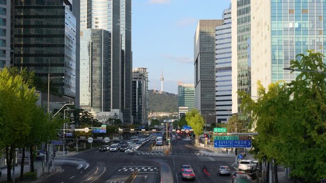 Seoul City Life Day to Night Timelapse