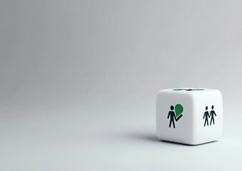 White die with two figures and a heart