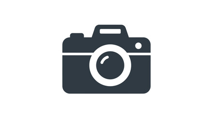 Stylized Icon of a Modern Digital Camera with Lens.