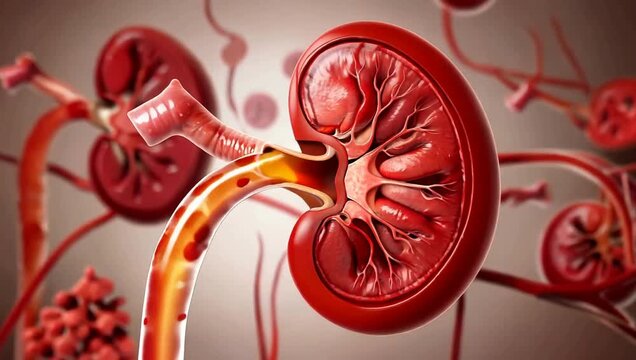 Detailed 3D Medical Animation of Human Kidney Anatomy and Function.